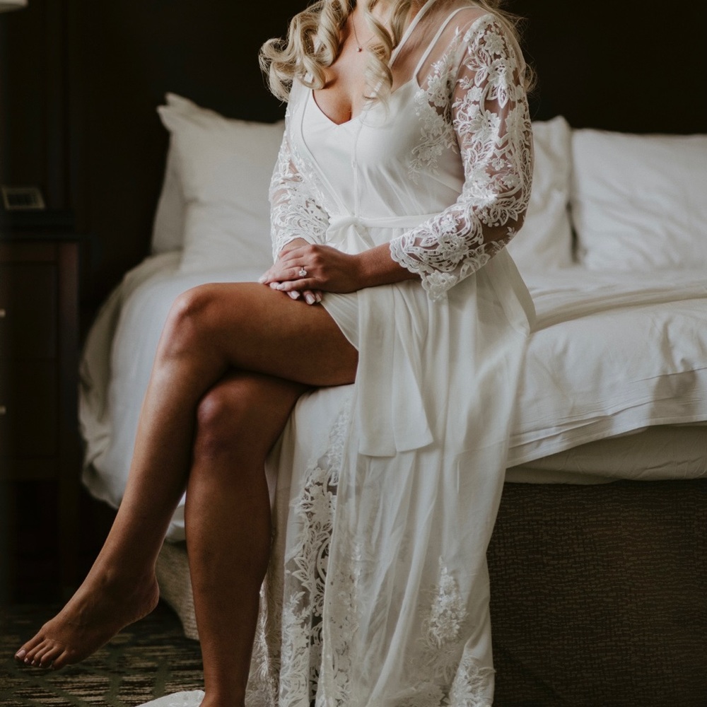 Bridal ready robe and slip dress